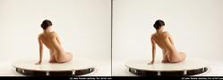 Nude Woman White Kneeling poses - ALL Pregnant Kneeling poses - on both knees long brown 3D Stereoscopic poses Pinup